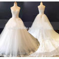 2016 spätestes Entwurfs-weiße Spitze Appliqued Hochzeits-Kleid-trägerloses Alibaba-Brautkleid